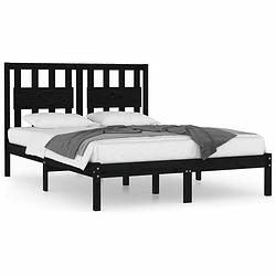 Foto van Vidaxl bedframe massief grenenhout zwart 150x200 cm 5ft king size