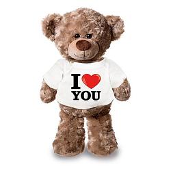 Foto van Knuffel teddybeer met i love you shirt 43 cm - knuffelberen