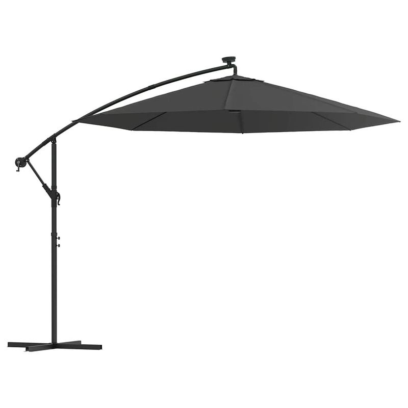 Foto van The living store hangende parasol led verlichting - antraciet - 300 x 254 cm - uv-beschermend - solar aangedreven