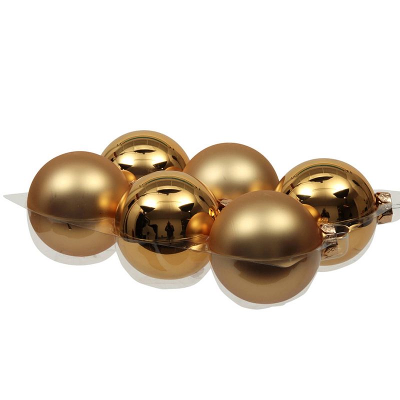 Foto van 6x stuks glazen kerstballen goud 8 cm mat/glans - kerstbal