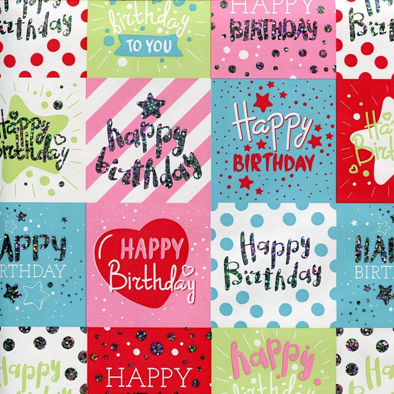 Foto van Happy birthday - luxe cadeaupapier - inpakpapier - 300 x 70 cm - 5 rollen