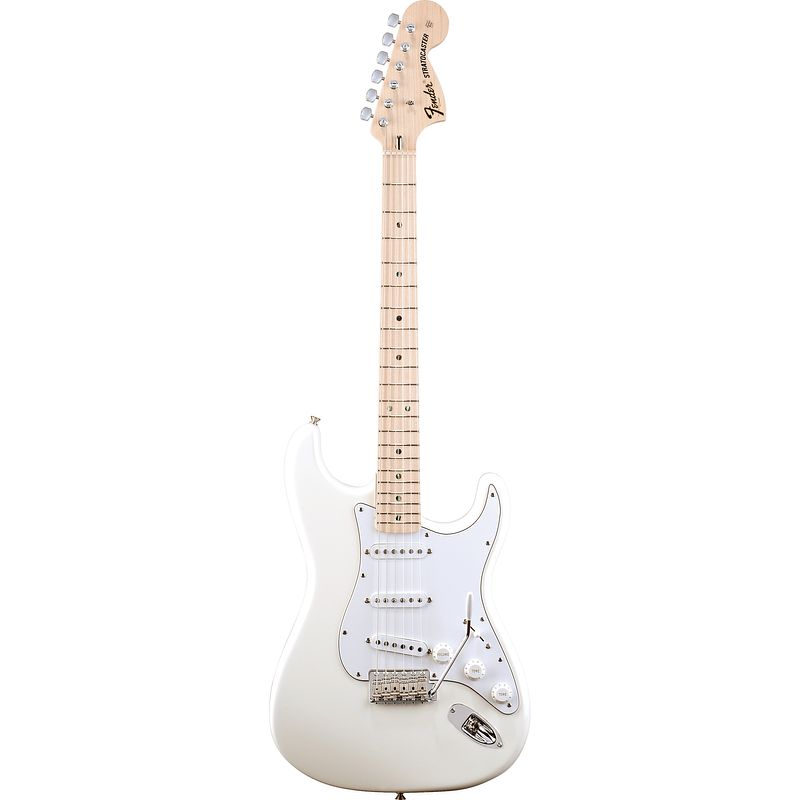 Foto van Fender custom shop robin trower stratocaster arctic white mn met deluxe koffer en coa