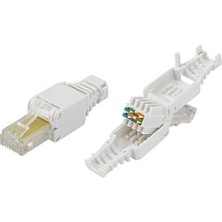 Foto van Tru components 93014c935 rj45-stekker, geen gereedschap nodig 817966 stekker, recht natuur 1 stuk(s)