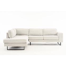 Foto van Hoekbank design puckerto 290cm bank beige ribstof hoek loungebank links bankstel