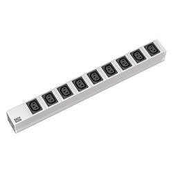 Foto van Bachmann 333.539 19 inch stekkerdoos voor patchkast 1 he apparaatcontactdoos c13 10a zwart, aluminium-zilver