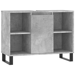 Foto van The living store badkaast betongrijs 80x33x60 cm - duurzaam bewerkt hout en ijzer