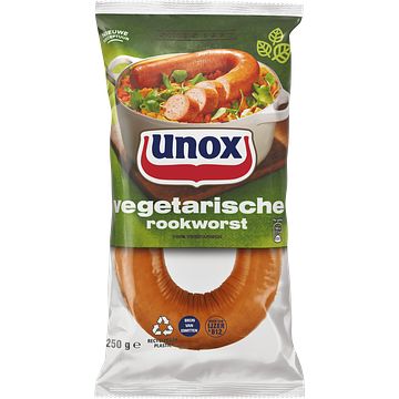 Foto van 2e halve prijs | unox rookworst vegetarische 250g aanbieding bij jumbo