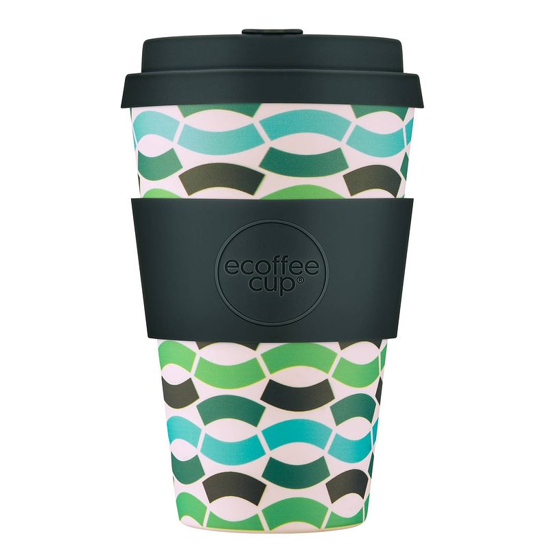 Foto van Ecoffee cup bloki balentina pla - koffiebeker to go 400 ml - groen siliconen