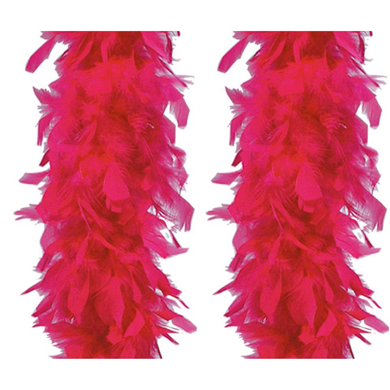 Foto van Carnaval verkleed veren boa - 2 stuks- fuchsia roze - 180 cm - verkleed boa