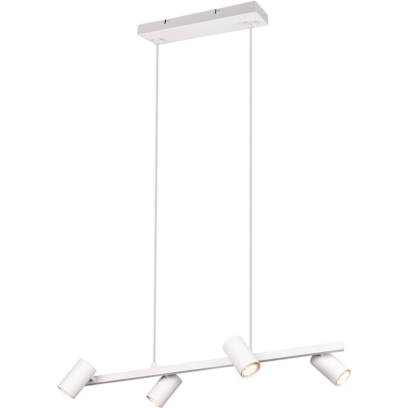 Foto van Led hanglamp - trion milona - gu10 fitting - 4-lichts - rond - mat wit - aluminium