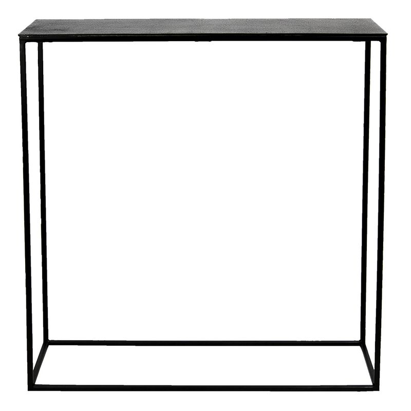 Foto van Clayre & eef sidetable 99*29*83 cm grijs aluminium rechthoek wandtafel haltafel console tafel grijs wandtafel haltafel