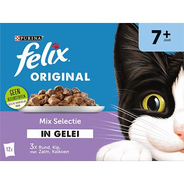 Foto van Felix® original senior mix selectie in gelei kattenvoer 12 x 85g bij jumbo