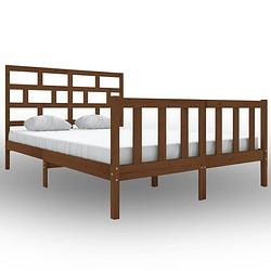 Foto van The living store bedframe grenenhout - 205.5 x 165.5 x 69.5 cm - honingbruin