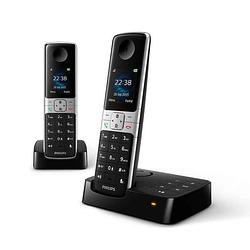 Foto van Philips draadloze telefoon d2752b/12 - dect - 2 handsets - huistelefoon - vaste lijn - nummerherkenning - zwart