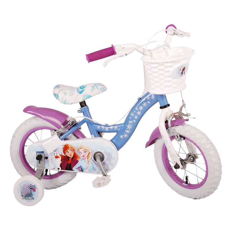 Foto van Disney frozen 2 kinderfiets - meisjes - 12 inch - blauw/paars - twee handremmen