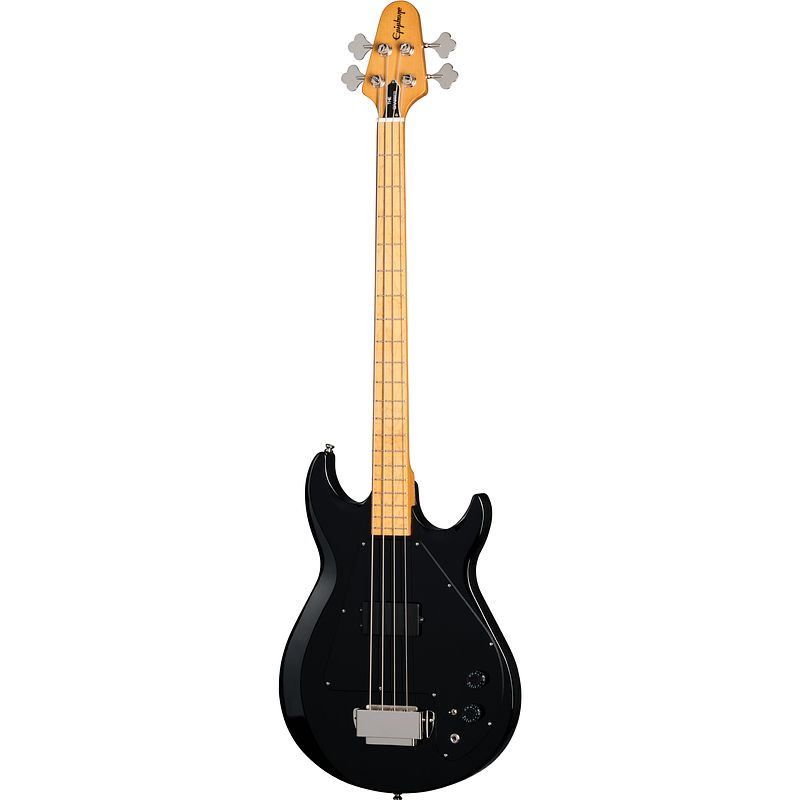 Foto van Epiphone grabber bass ebony elektrische basgitaar met premium gigbag