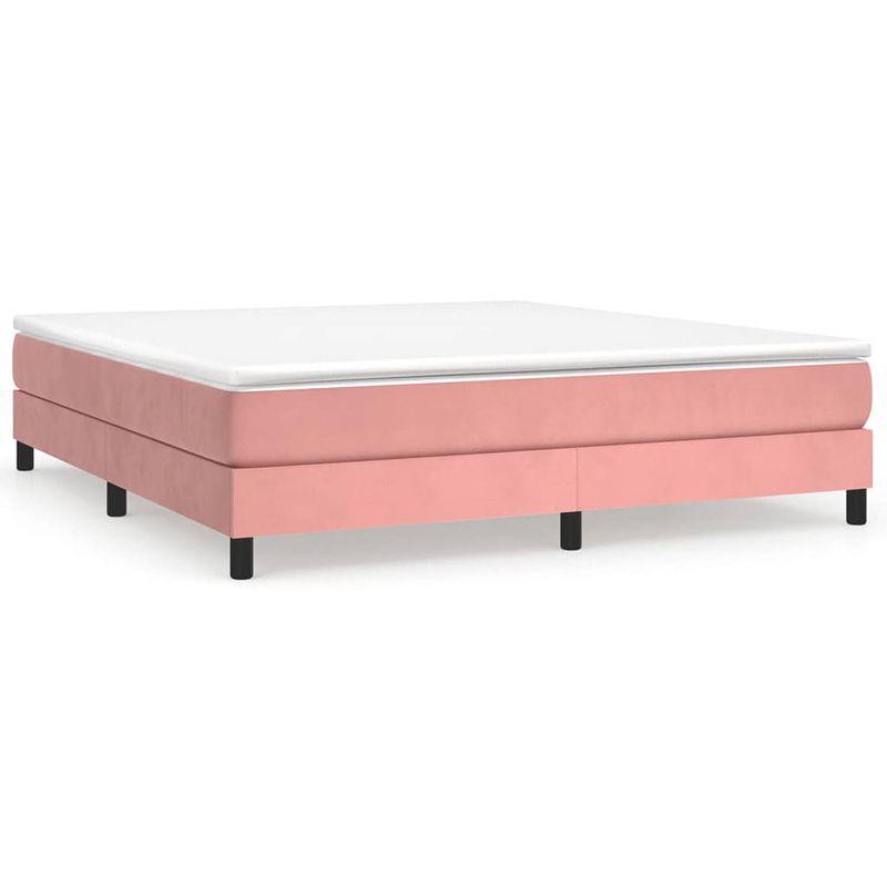 Foto van The living store boxspringbed roze fluweel - 203x160x25 cm - pocketvering - middelharde ondersteuning - huidvriendelijk