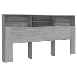 Foto van The living store hoofdbordkast - grijs sonoma eiken - 200 x 19 x 103.5 cm - stevig en vochtbestendig