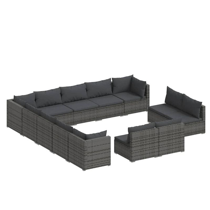 Foto van Vidaxl 13-delige loungeset met kussens poly rattan grijs