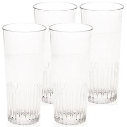 Foto van 4x stuks onbreekbaar bierglas ribbel transparant kunststof 30 cl/300 ml - bierglazen