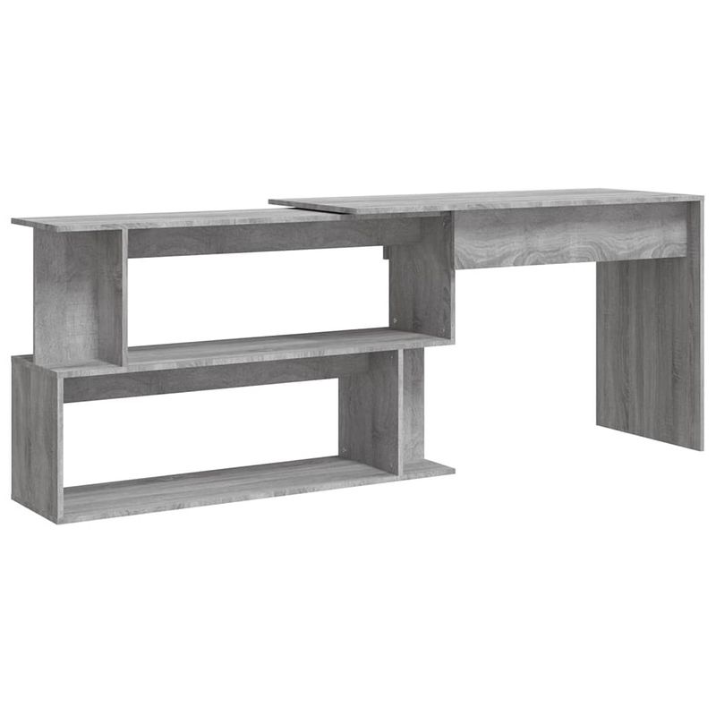 Foto van The living store bureau - strak en modern - bewerkt hout - 200x50x76 cm - grijs sonoma eiken