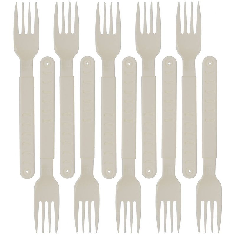 Foto van Excellent houseware vorken - 20x stuks - wit - kunststof - 18 cm - herbruikbaar - vorken