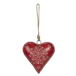 Foto van Haes deco - kersthanger hart 16x4x16 cm - rood - kerstdecoratie, decoratie hanger, kerstboomversiering