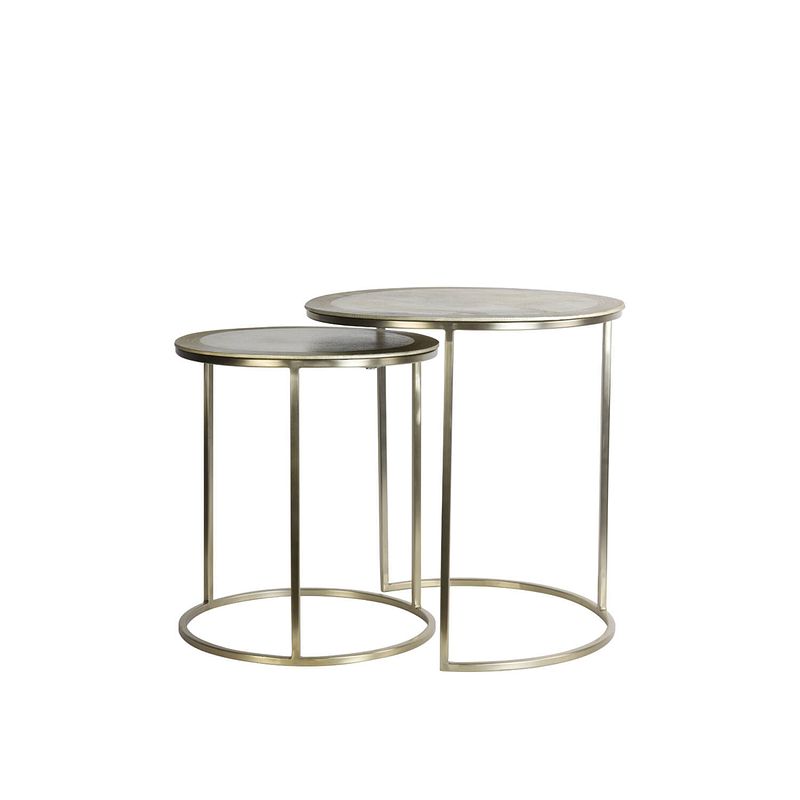 Foto van Side table s/2 40x45+50x52 cm talca light gold