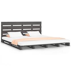 Foto van The living store klassiek houten bed - 200 x 160 x 80 cm - massief grenenhout - grijs