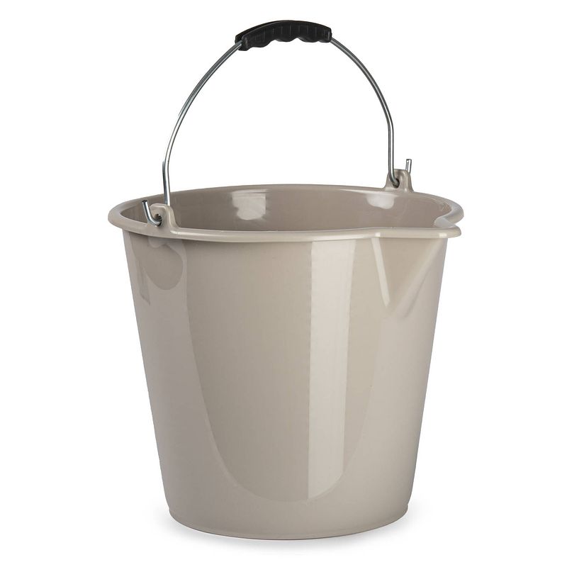 Foto van Huishoud schoonmaak emmer kunststof taupe 9 liter inhoud 30 x 26 cm - emmers