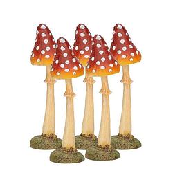 Foto van Een set van 5 herfst decoratie paddenstoelen - vliegenzwammen 12 cm
