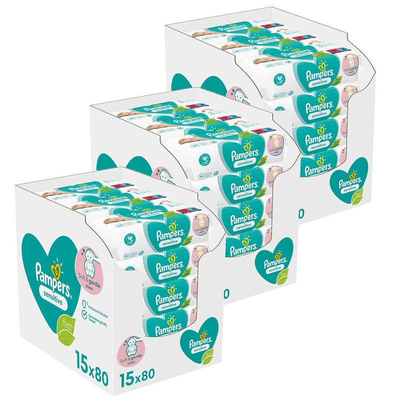 Foto van Pampers - sensitive - billendoekjes - 3600 doekjes - 45 x 80