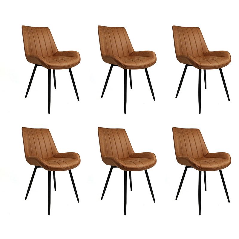 Foto van Bronx71 industriële eetkamerstoel brooke cognac - eetkamerstoelen set van 6.