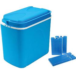 Foto van Koelbox blauw 24 liter 40 x 25 x 37 cm incl. 4 koelelementen - koelboxen