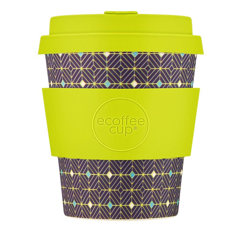 Foto van Ecoffee cup hubertus primus pla - koffiebeker to go 250 ml - geel siliconen