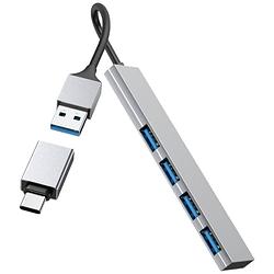 Foto van Hama ultra slim usb 3.2 gen 1-hub 4 poorten met usb-c stekker grijs