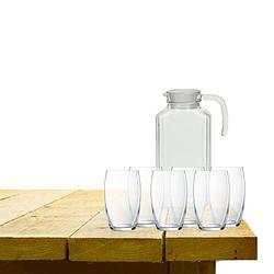 Foto van Luminarc karaf schenkkan van glas 1700 ml met 6x stuks versailles luxe waterglazen - drinkglazen