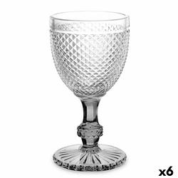 Foto van Wijnglas diamant transparant antraciet glas 330 ml (6 stuks)