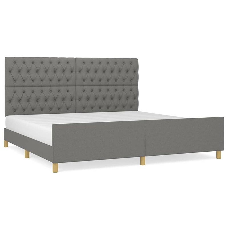 Foto van The living store bedframe donkergrijs - 203x206x118/128 cm - verstelbaar hoofdeinde