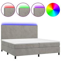 Foto van Vidaxl boxspring met matras en led fluweel lichtgrijs 200x200 cm