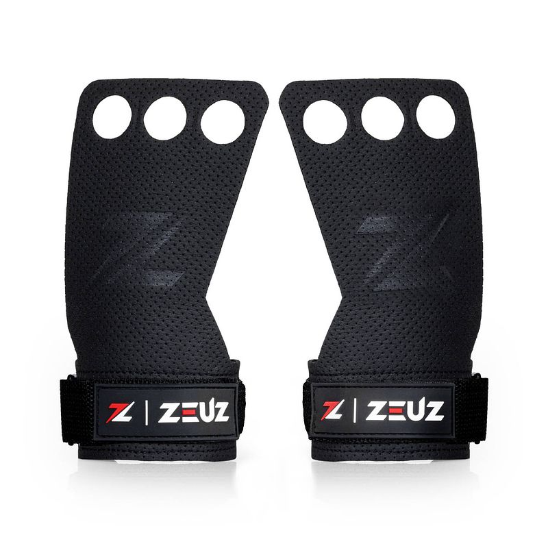 Foto van Zeuz® fitness & crossfit grips - sport handschoenen - turnen - gymnastics - zwart - maat xl