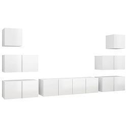 Foto van The living store televisiekastenset - hangend - spaanplaat - wit - 6x 60x30x30 cm + 2x 30.5x30x30 cm