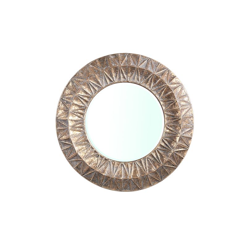 Foto van Ptmd lorrix gold iron mirror with lines pattern round