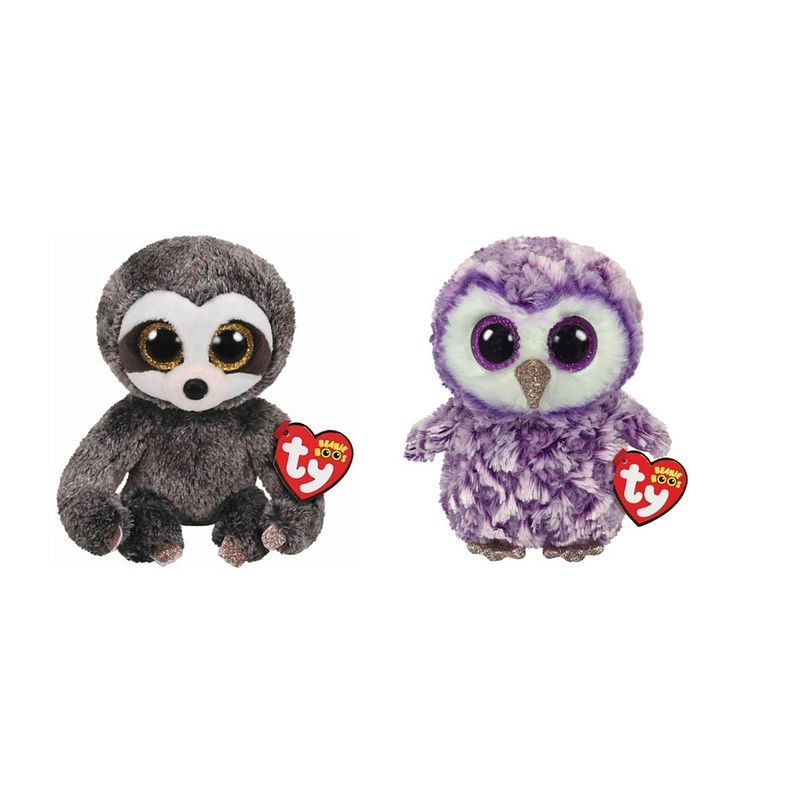 Foto van Ty - knuffel - beanie boo's - dangler sloth & moonlight owl