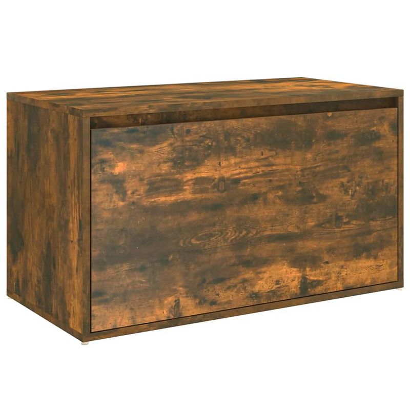 Foto van The living store halbank gerookt eiken 80x40x45 cm - multifunctioneel en praktisch houten opbergmeubel