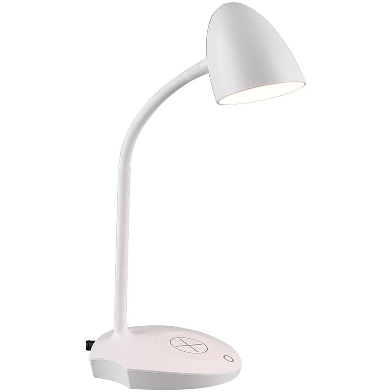 Foto van Led bureaulamp - tafelverlichting - trion lida - 4w - warm wit 3000k - rond - mat wit - kunststof