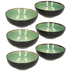 Foto van Svenska living tapas schaaltjes - 6x - zwart/groen - aardewerk - 12 x 4 cm - snack en tapasschalen