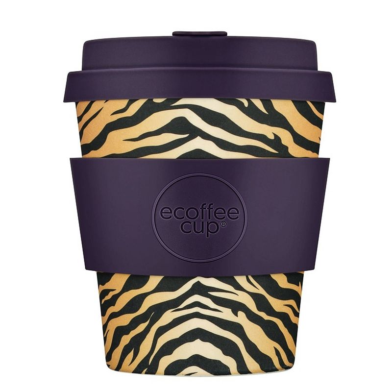 Foto van Ecoffee cup colchesterfield pla - koffiebeker to go 250 ml - paars siliconen