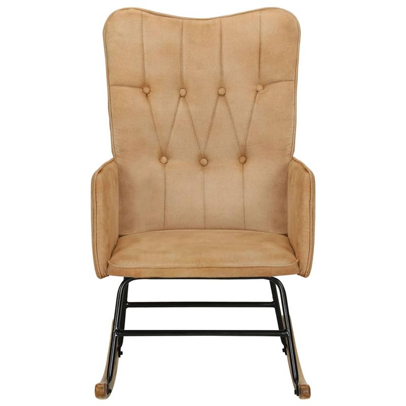Foto van Infiori schommelstoel in vintage stijl canvas crèmekleurig