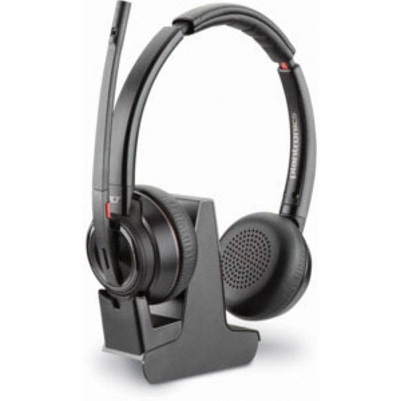 Foto van Plantronics savi w8220 on ear headset dect telefoon stereo zwart noise cancelling microfoon uitschakelbaar (mute)